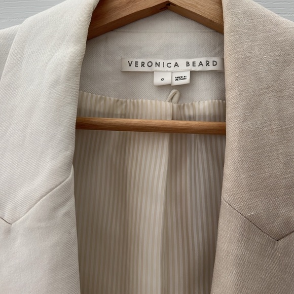 Veronica Beard Braeton Linen Blend Dickey Jacket White/Limestone Size 6 - Picture 4 of 5